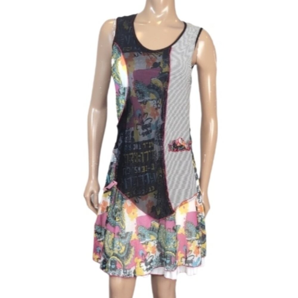 Tricotto Multicolor Patchwork Sleeveless Dress Wo… - image 1
